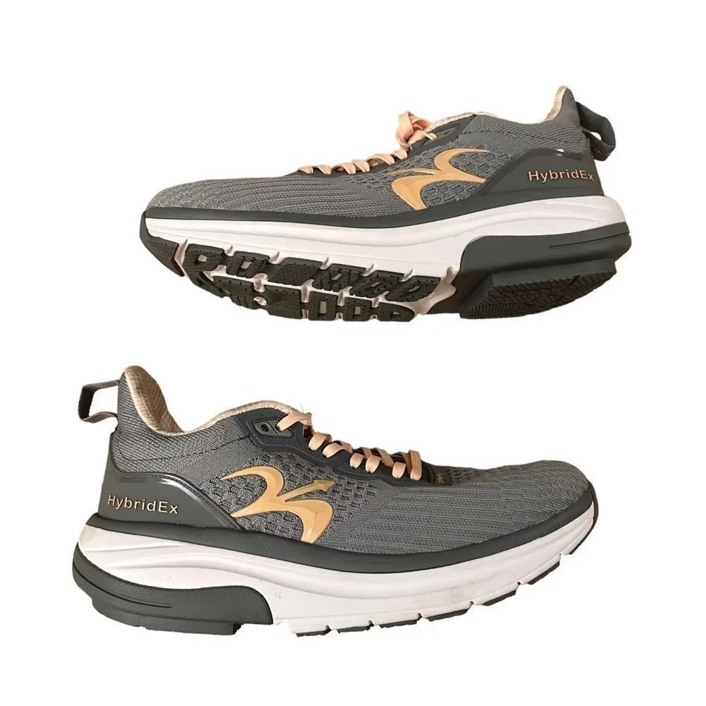 Women’s Gray Knit Athletic Sneakers with Peach Accents